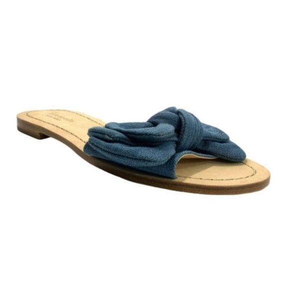 New Kate Spade New York Sasha Slide Bow Front Sandals Blue Denim 7 - Picture 1 of 12